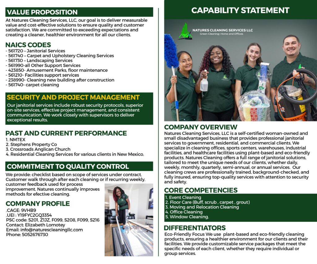 capability statement Commercial Cleaning Rio Rancho,Eco-friendly commercial and office cleaning
